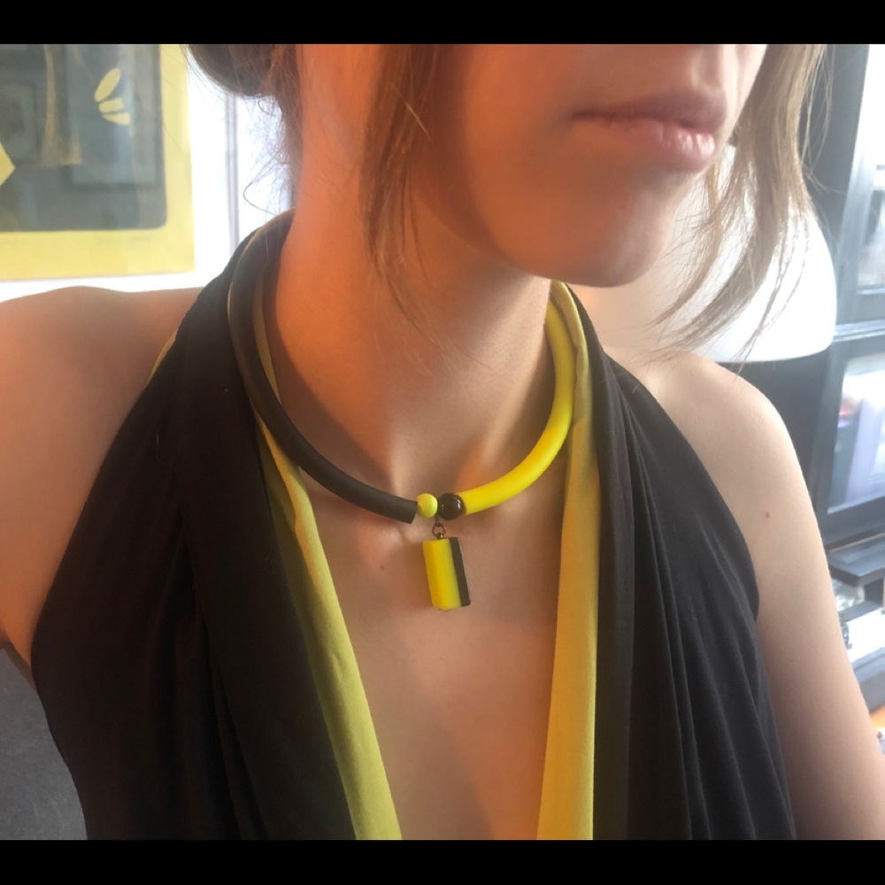 Minimalist Black/Lime Necklace